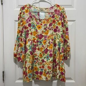 NWT Haptics Springtime Floral Square Neckline Top